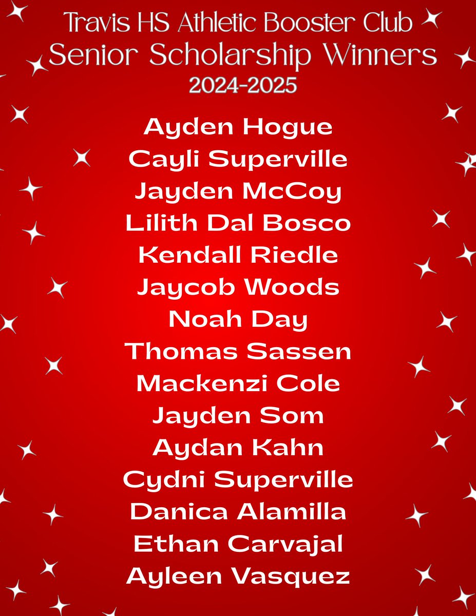 Congratulations to THS ABC 2024-2025 Senior Scholarship Recipients! We wish you all the best in your future successes!