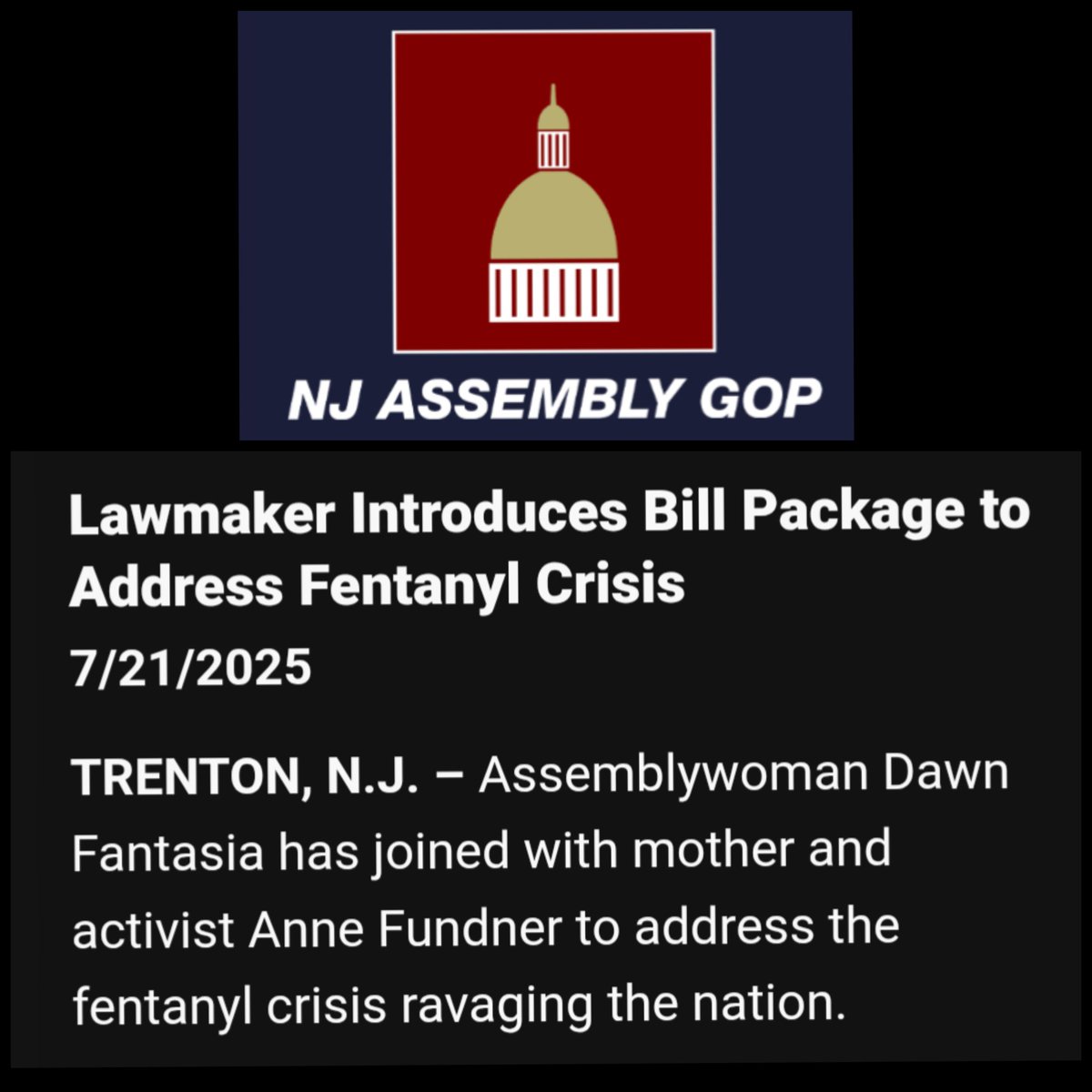 DawnFantasia_NJ's tweet image. Fentanyl is stealing our children.
@AnneElizabethUS son, Weston, was just 15 when a single counterfeit pill took his life. Her family’s pain is every parent’s worst fear, and a reminder this crisis spares no one.
Working alongside Anne, @jxbran99, and @AlexandraBough3, I’ve…