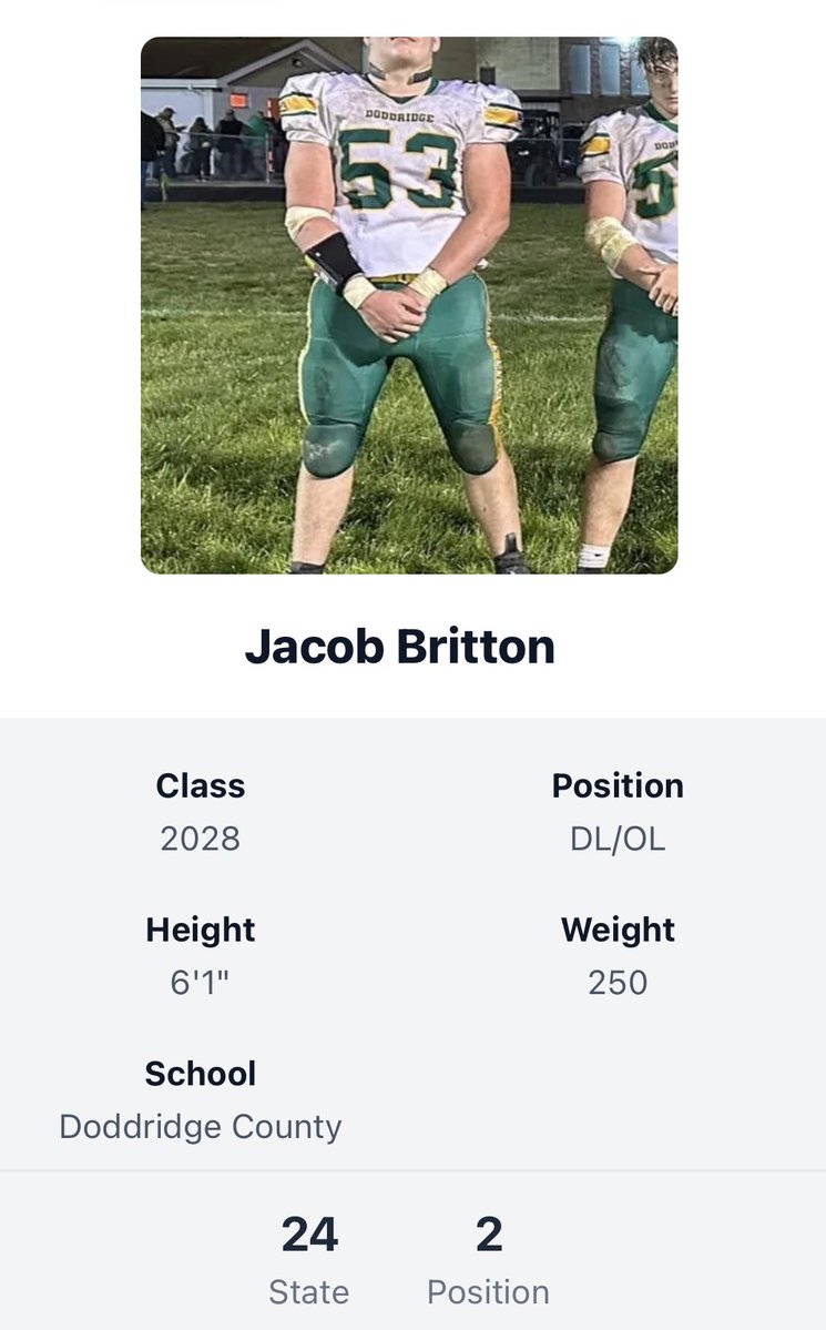 Jake Britton (@jakebritton53) on Twitter photo Thank you <a href="/PrepRedzoneWV/">Prep Redzone West Virginia</a> for placing me as 24th in state and 2nd in position! Thank you <a href="/PrepRedzoneWV/">Prep Redzone West Virginia</a> for placing me as 24th in state and 2nd in position!