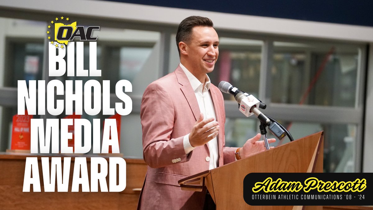 OHAthleticConf's tweet image. Congratulations to Adam Prescott, the 2025 recipient of the Bill Nichols Media Award!
The Bill Nichols Media Award recognizes a member of the media who has demonstrated an understanding and true passion for amateur athletics. Adam Prescott did just that at @Ott_Athletics—leaving…