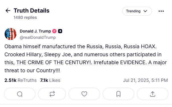 MaricopaGOP's tweet image. PRESIDENT TRUMP: "Obama—himself—manufactured the Russia, Russia, Russia HOAX"
Usurper, on the front end, to get in. Coup leader, on the back end, on the way out.