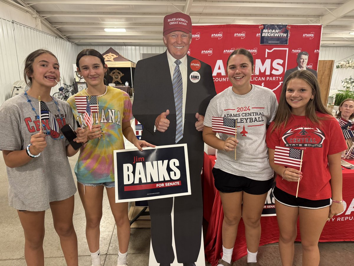 smjustus's tweet image. If it is a county fair it is out promoting the best senator in the nation - @Jim_Banks! Another fun evening serving as @AdamsCoINGOP Chairman promoting @SenatorBanks at the @AdamsCountyIN4H fair.
“America is worth fighting for!” - @Jim_Banks
