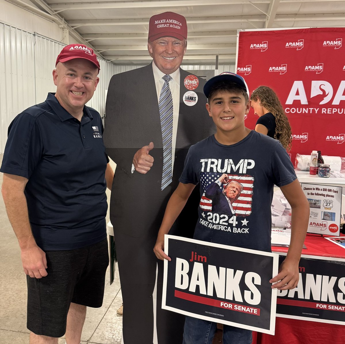 smjustus's tweet image. If it is a county fair it is out promoting the best senator in the nation - @Jim_Banks! Another fun evening serving as @AdamsCoINGOP Chairman promoting @SenatorBanks at the @AdamsCountyIN4H fair.
“America is worth fighting for!” - @Jim_Banks