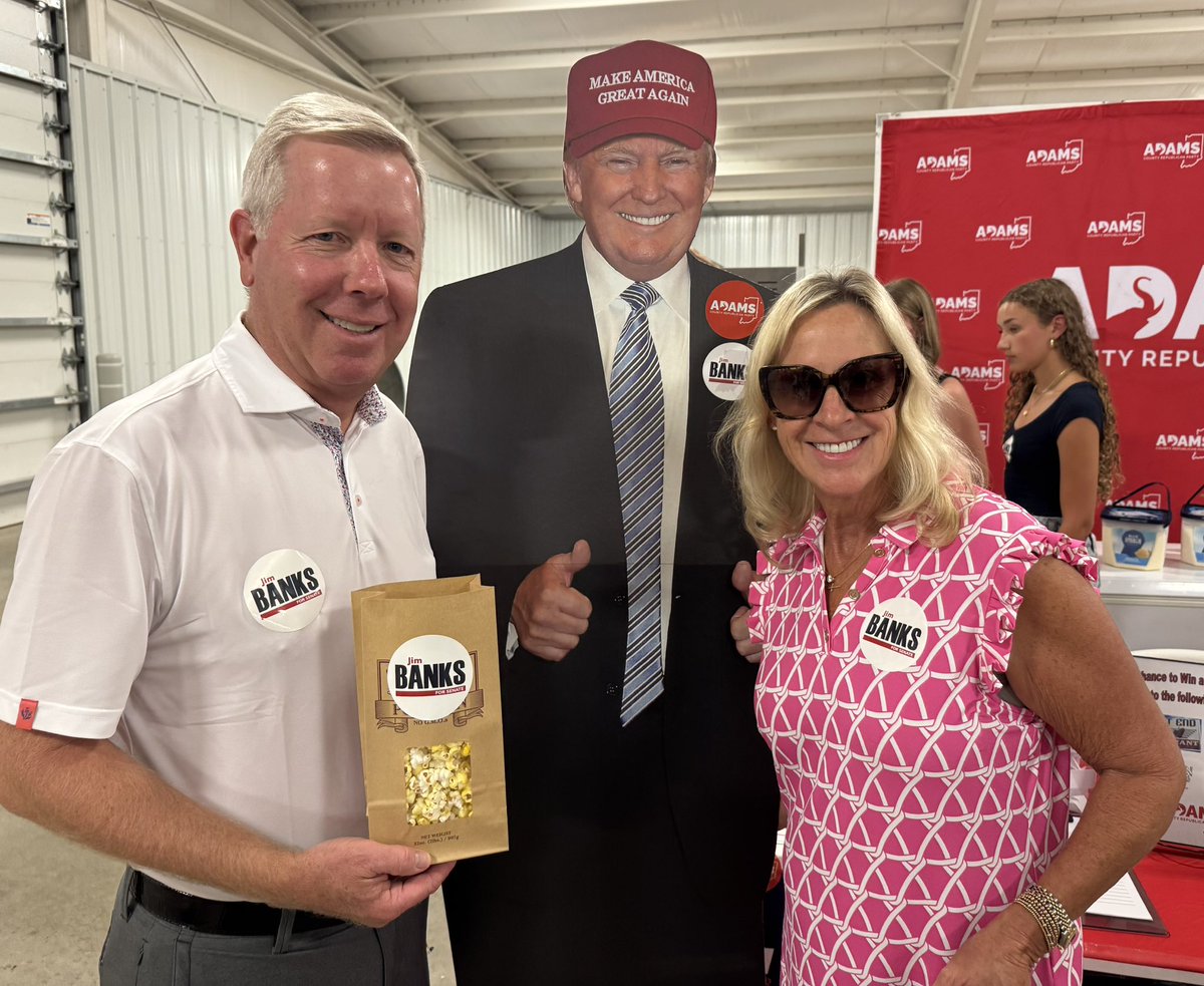 smjustus's tweet image. If it is a county fair it is out promoting the best senator in the nation - @Jim_Banks! Another fun evening serving as @AdamsCoINGOP Chairman promoting @SenatorBanks at the @AdamsCountyIN4H fair.
“America is worth fighting for!” - @Jim_Banks
