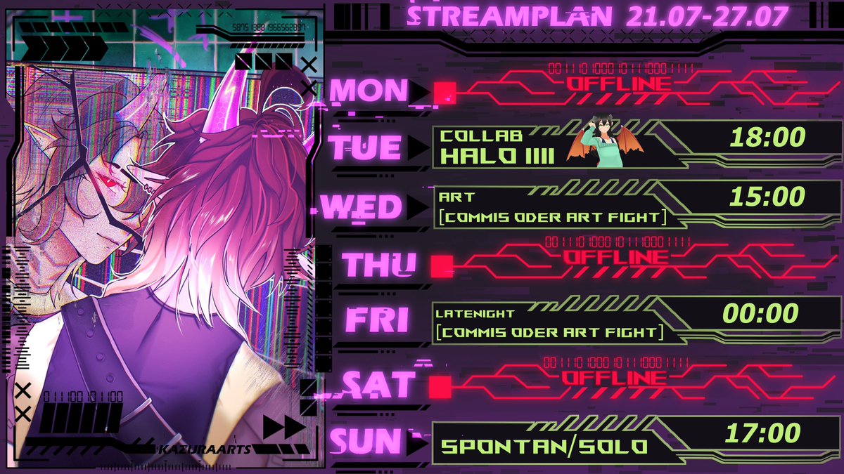 Ezekiel_VT's tweet image. ⚠️STREAMPLAN 21.07.-27.07⚠️
▪️Di: Halo 4 mit @/RikasaLp
▪️Mi: Kunst und quatschen
▪️FR: Latenight Kunst
▪️SO: Spontan :>
🎨: @/KazuraArts
Besser spät als nie xD