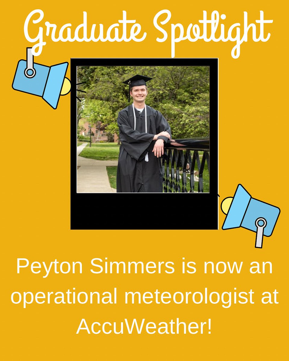 AMSBoSA's tweet image. A DOUBLE POST DAY WHAT DOES IT MEAN?! 馃寛馃寛 It means we got a lot of grads to celebrate! Today, we celebrate Peyton, who graduated from Millersville University and is now a meteorologist at AccuWeather! Congrats Peyton, we are proud of you.