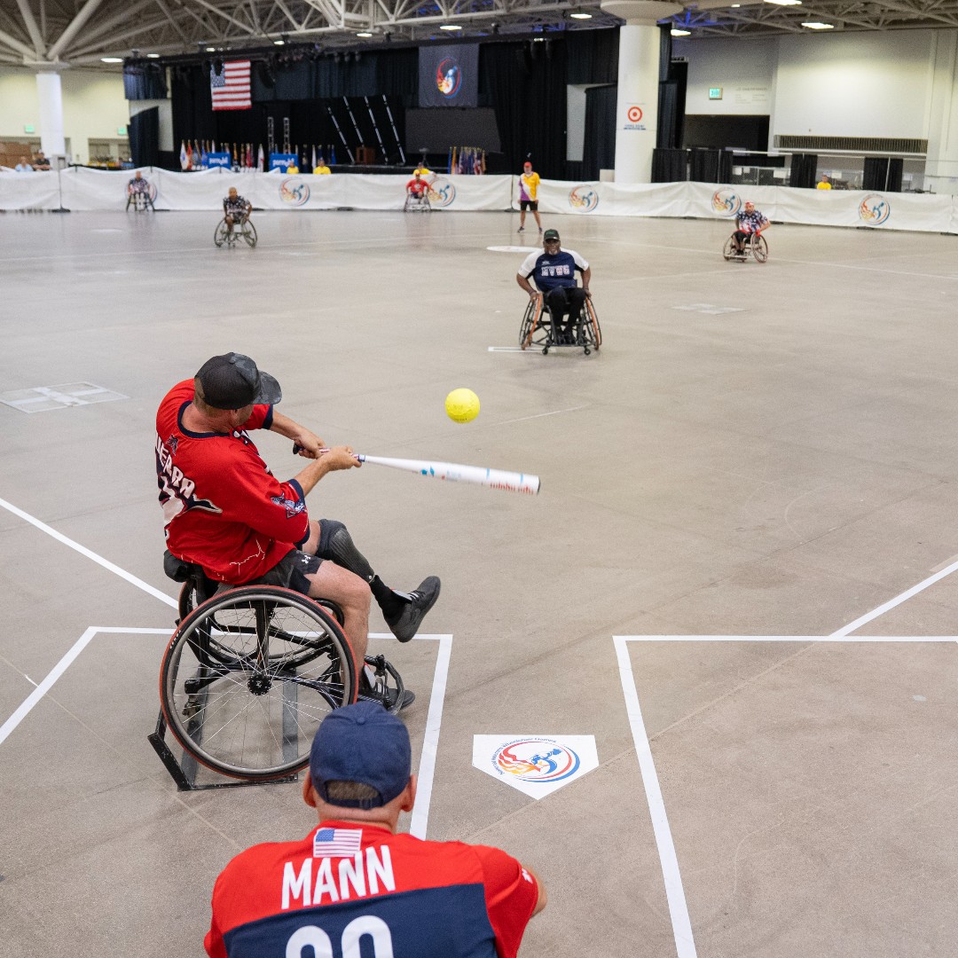 DeptVetAffairs's tweet image. Championships, all-star games, and new challenges — it all happened on the fifth day of the National Veterans #WheelchairGames.
Veterans competed in the Power Soccer championship, the Softball All-Star Game, and kicked off slalom and field events. The action continued with…