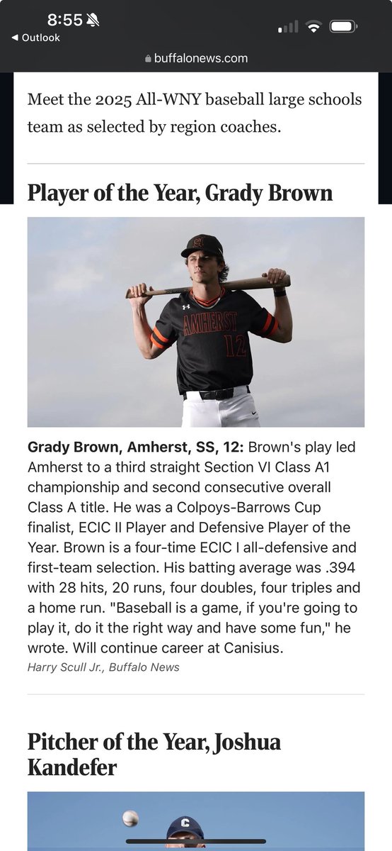 Amherst Tigers Baseball (@amhersttigersbb) on Twitter photo Grady Brown was a member of the Amherst Varsity Baseball team for 5 years. It is so great to see him recognized for his accomplishments. He has been instrumental in putting the Amherst Baseball program on the map. A great player and an even better person. <a href="/AmherstTigers1/">Amherst Athletics</a> Grady Brown was a member of the Amherst Varsity Baseball team for 5 years. It is so great to see him recognized for his accomplishments. He has been instrumental in putting the Amherst Baseball program on the map. A great player and an even better person. <a href="/AmherstTigers1/">Amherst Athletics</a>
