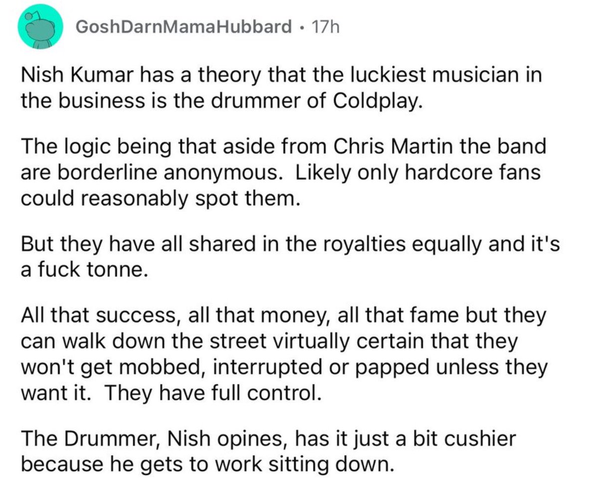 TrungTPhan's tweet image. One major takeaway of the Astronomer scandal is that everyone now knows the name of the CEO and Head of HR.
But still no one knows the name of Coldplay’s drummer. A lesson in there.
