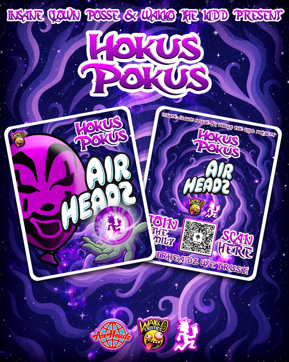 icp's tweet image. OHHHH SNAP NINJAS!! 3 brand new Airheadz!!! Hokus Pokus🔮 Fxck Off🖕Shangri La/Hells Pit🎈 U wanna get blasted out your friggin mind?! Grab some juggabuds and come take a spin on a carny ride🎡 Exclusively at the Gathering of Legends! WHOOP WHOOP @wakkoexotics Who's ready?!