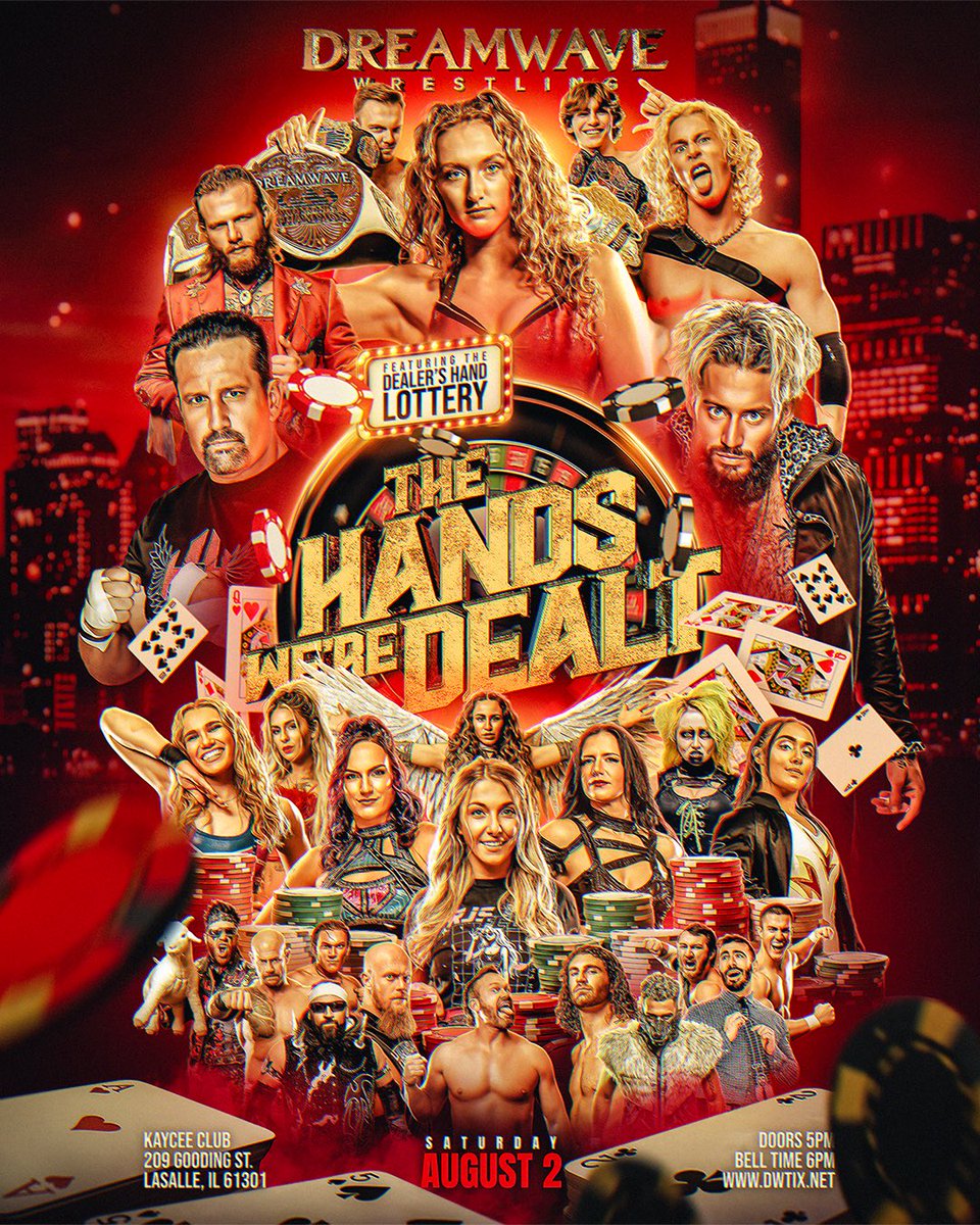 Dreamwave Wrestling (@dwwrestling) on Twitter photo Less than two weeks away!
3 shows in two days.
VERY limited tickets remain at dwtix.net
8/1- <a href="/UprisingWomen_/">Uprising: Women Athletes</a> 7pm
8/2- Live at the Taste of the IV 1-4 pm
8/2- The Hands We’re Dealt 6-9 pm
#Uprising6
#DWtaste
#DWHands Less than two weeks away!
3 shows in two days.
VERY limited tickets remain at dwtix.net
8/1- <a href="/UprisingWomen_/">Uprising: Women Athletes</a> 7pm
8/2- Live at the Taste of the IV 1-4 pm
8/2- The Hands We’re Dealt 6-9 pm
#Uprising6
#DWtaste
#DWHands