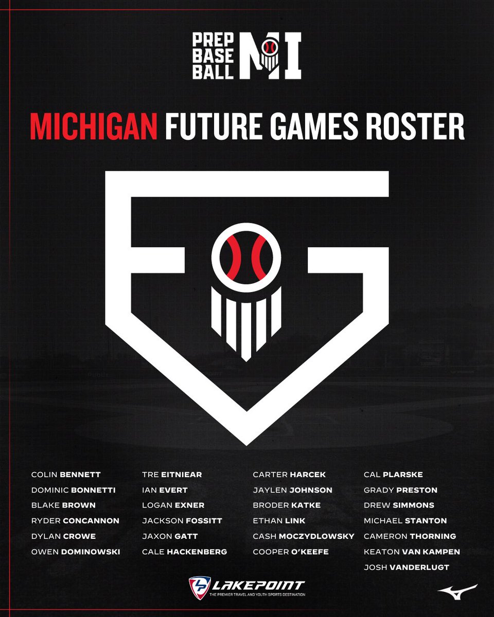 𝐓𝐞𝐚𝐦 𝐌𝐢𝐜𝐡𝐢𝐠𝐚𝐧 𝐅𝐮𝐭𝐮𝐫𝐞 𝐆𝐚𝐦𝐞𝐬 𝐑𝐨𝐬𝐭𝐞𝐫

Take a look at the 2️⃣5️⃣ players who will be representing the mitten state at LakePoint this week

#TeamMichigan | #PBFG25