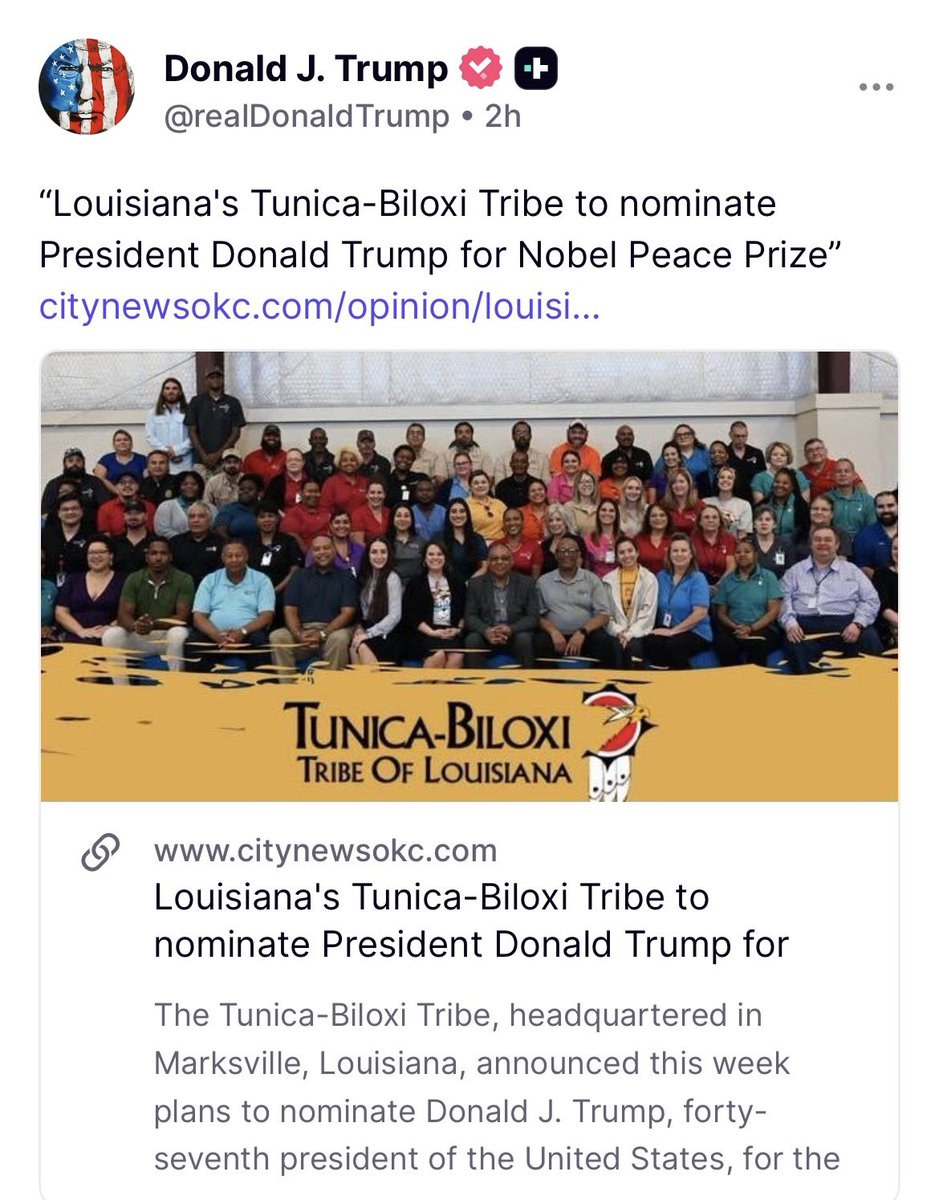 LAGovJeffLandry's tweet image. Proud to see Louisiana leading the way to ensure President Trump is awarded the Nobel Peace Prize.
There is no one more deserving than @realdonaldtrump! citynewsokc.com/opinion/louisi…