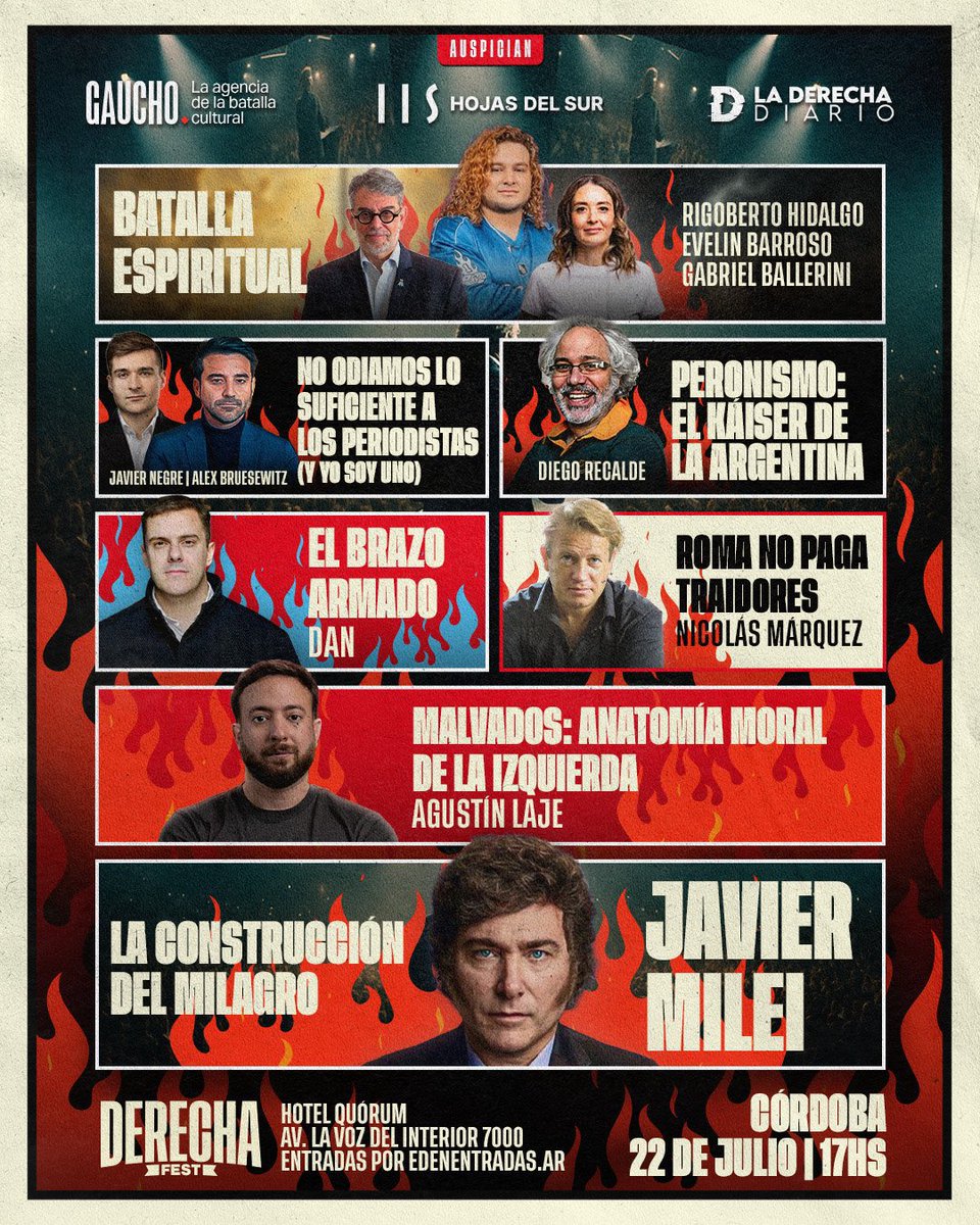 ekammerath's tweet image. Faltan apenas unas horas para el evento más anti zurdo del mundo! La derecha se reúne en Córdoba con la presencia del Presidente Javier Milei. Será una jornada histórica! Los esperamos: edenentradas.ar/event/viva-la-…