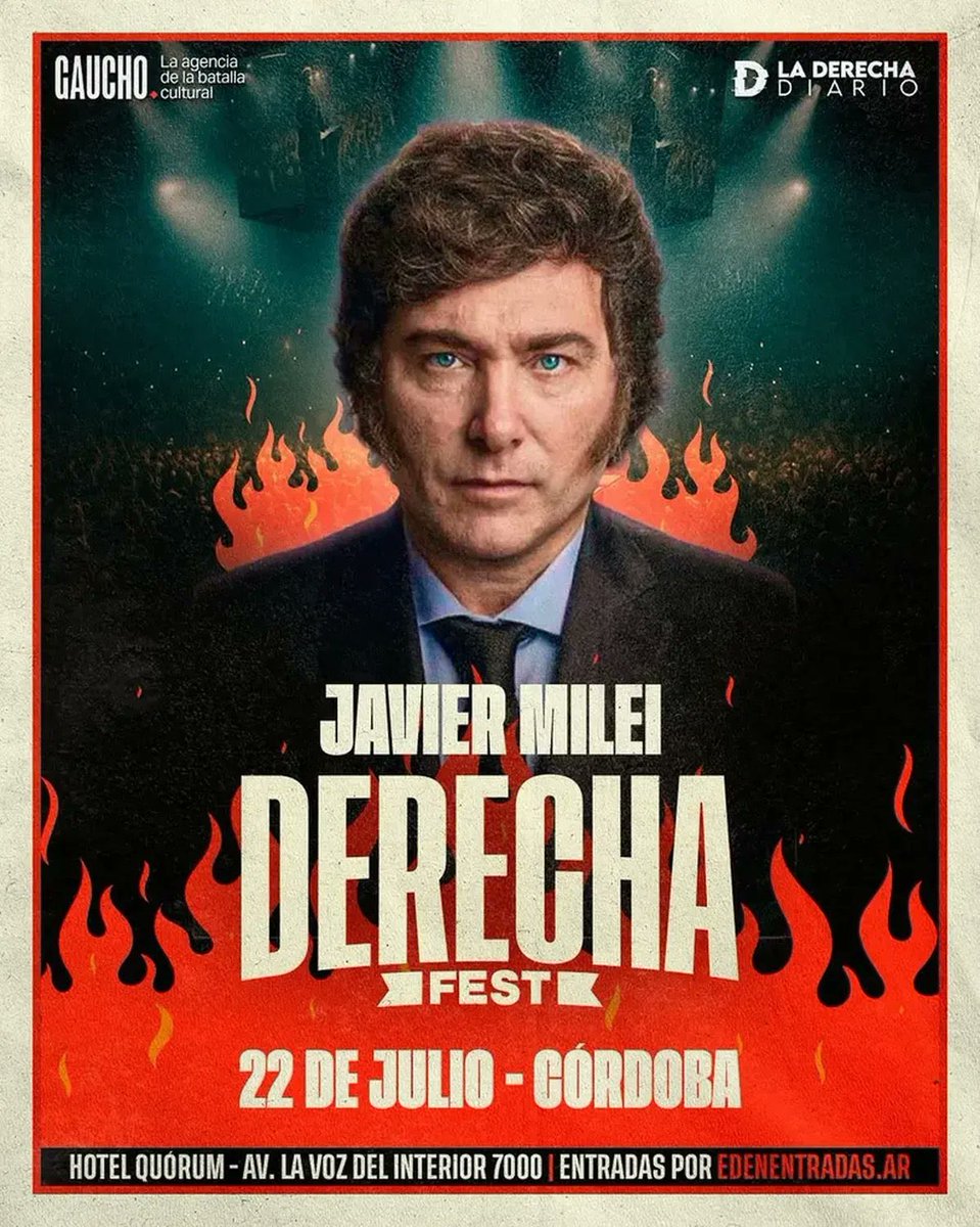 ekammerath's tweet image. Faltan apenas unas horas para el evento más anti zurdo del mundo! La derecha se reúne en Córdoba con la presencia del Presidente Javier Milei. Será una jornada histórica! Los esperamos: edenentradas.ar/event/viva-la-…