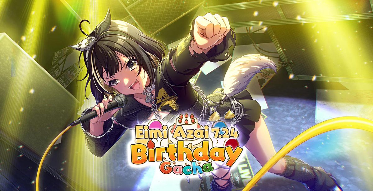 D4DJ_game_EN's tweet image. 🎉7/24 Happy Birthday Eimi🎂
To celebrate, Eimi's Birthday Gacha will be available for a limited time!
Get one free draw per day!
📆Campaign Period:
Jul. 21 8:00~Jul. 25 7:59 AM (UTC)
#D4DJ #GroovyMix #Doggo🐾 #浅井詠実生誕祭2025
We made a mistake in the image and reposted…