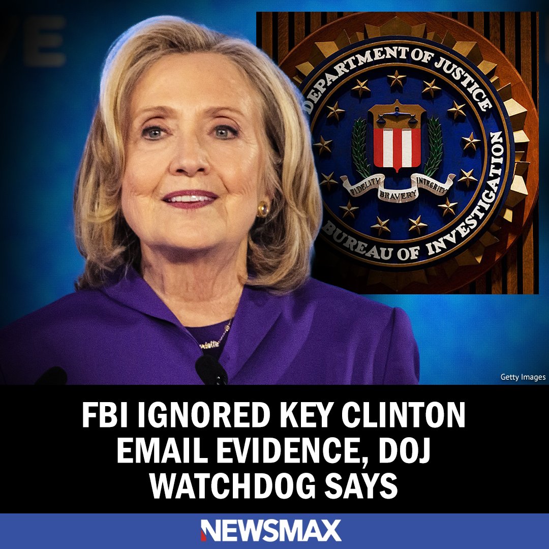 NEWSMAX's tweet image. A previously classified watchdog report shows the FBI under President Obama failed to review all available info on the private email server used by his secretary of state Hillary Clinton. bit.ly/44HOUra
