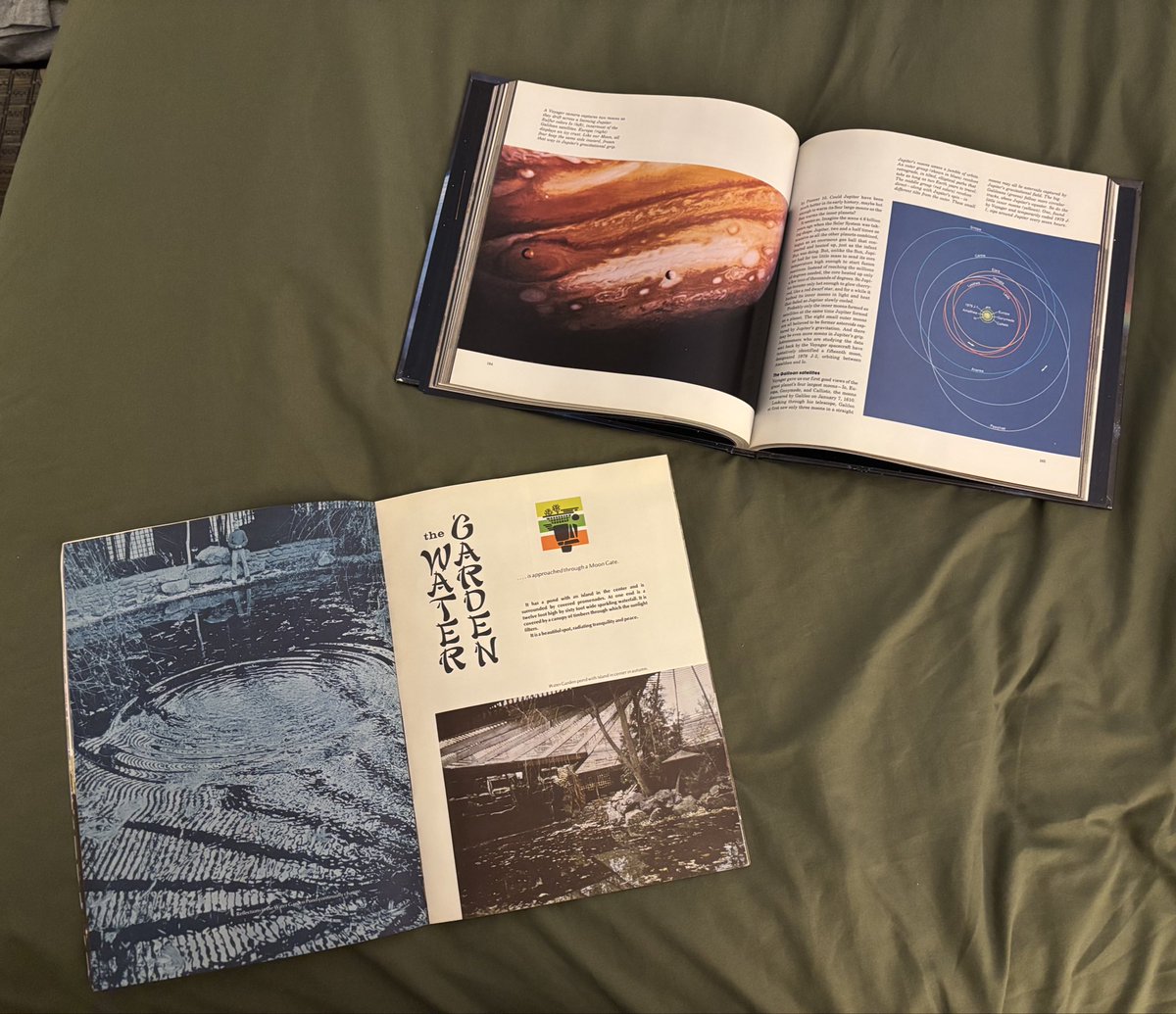 katiopolis's tweet image. some of my favorite estate sale finds from last week: cool packers merch, vintage gloria vanderbilt watch, and house on the rock promo mag and space coffee table book from the 70s