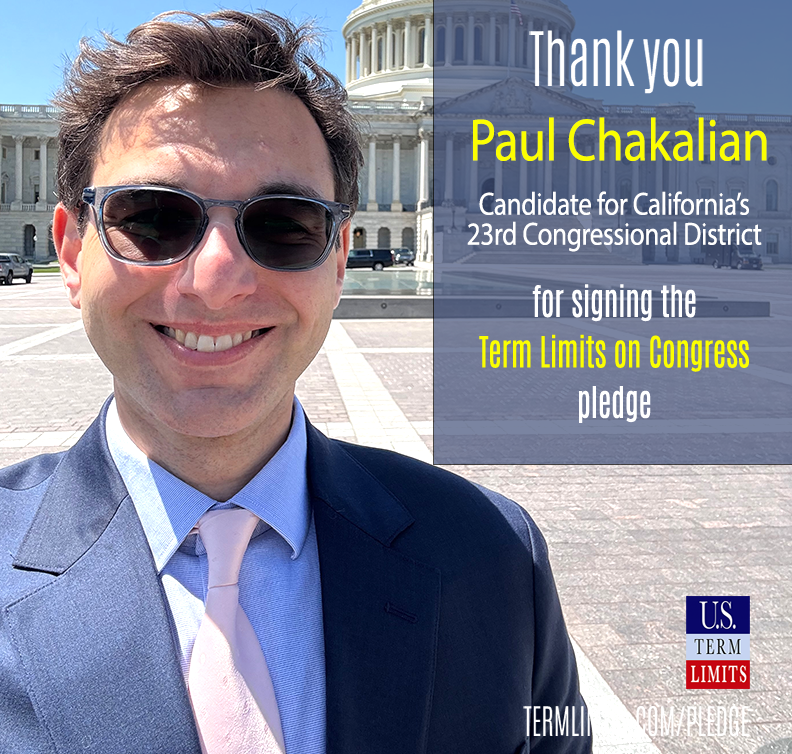 USTermLimits's tweet image. Thank you Paul Chakalian for signing the #termlimits on Congress pledge. termlimits.com/wp-content/upl…