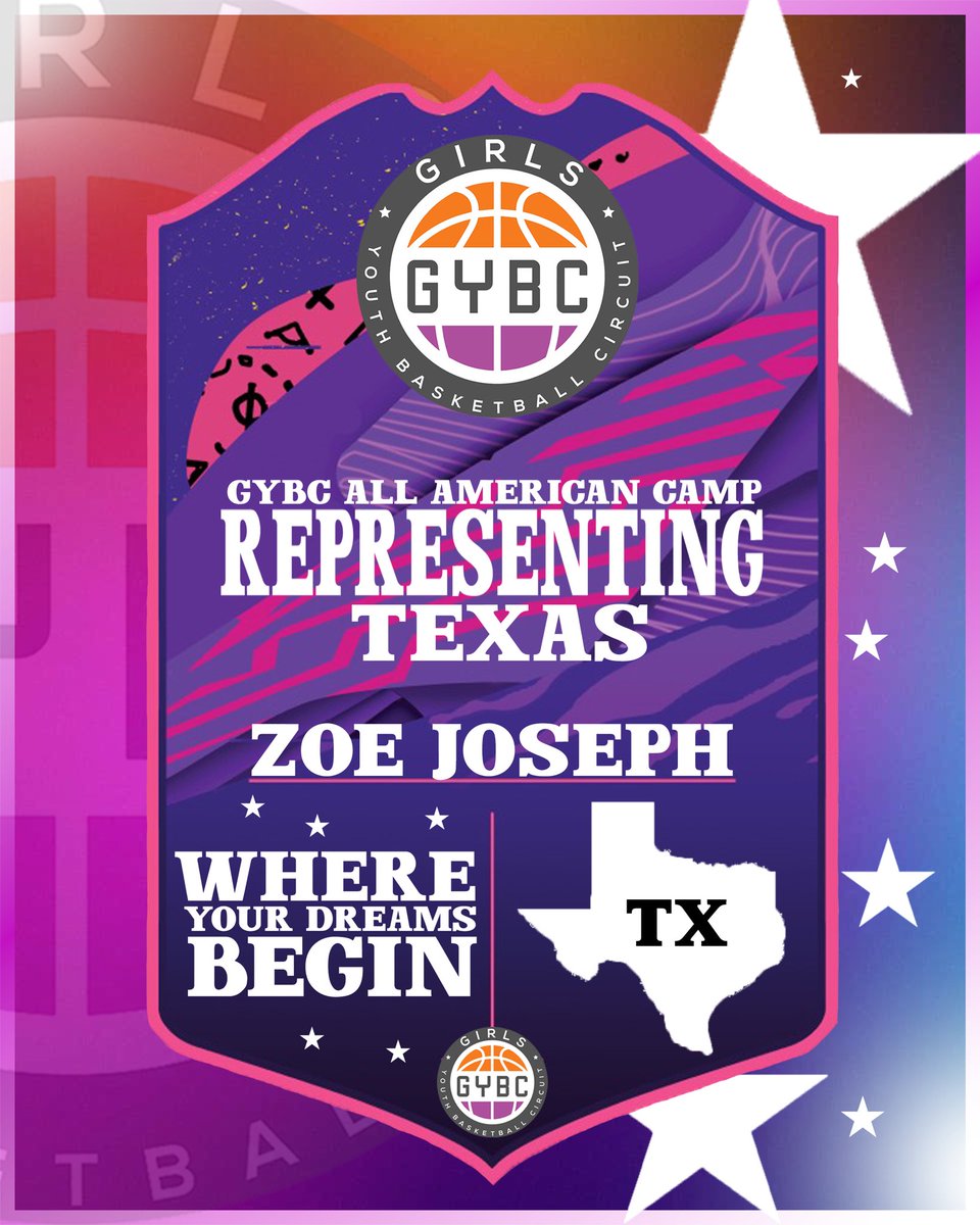 Gybcircuit_'s tweet image. Class of 2031 (Lady Jets 3SSB) Zoe Joseph will be representing TEXAS at the GYBC All American Camp.