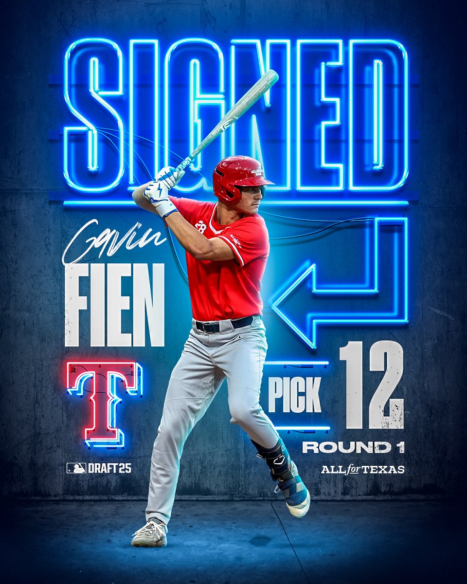 Texas Rangers (@rangers) on Twitter photo We've officially agreed to terms with 2025 first round pick SS Gavin Fien. #AllForTX We've officially agreed to terms with 2025 first round pick SS Gavin Fien. #AllForTX