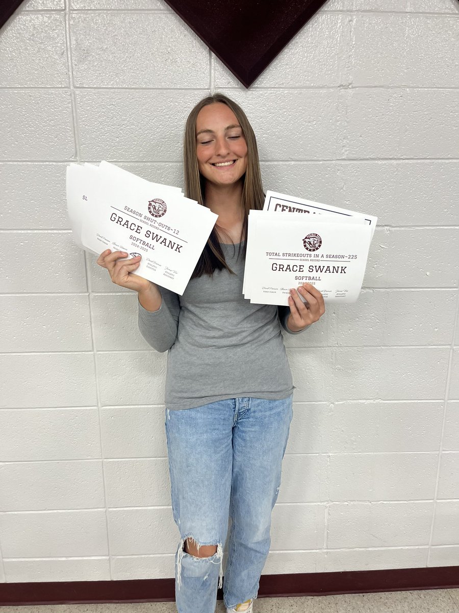 Record Breaker:
Grace Swank 
Career Homeruns: 14
Career K’s 455
Career Shutouts 12