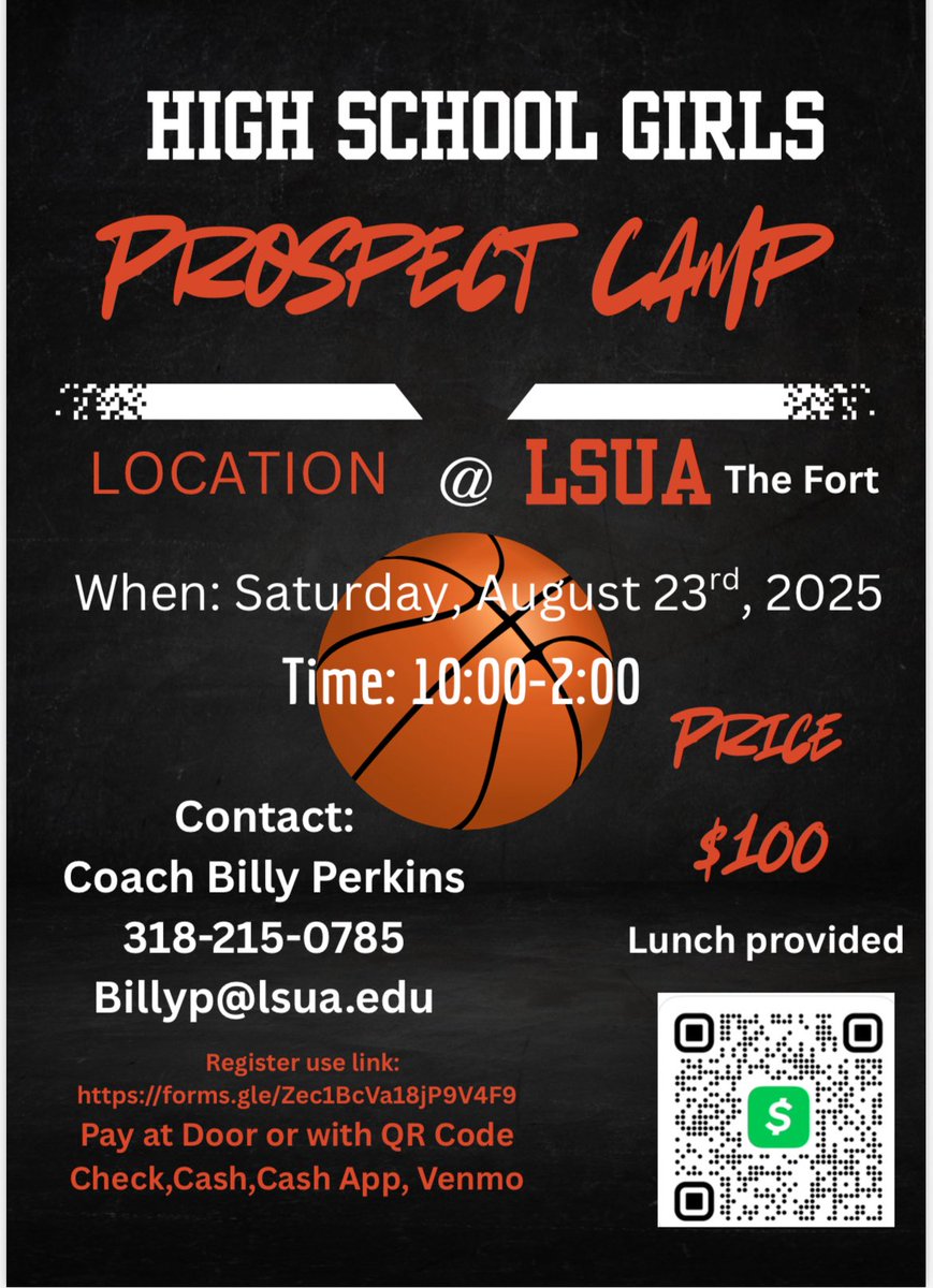 Any High School girl looking for prospect came august 23rd at LSUA.  Please contact coach Perkins for any questions.