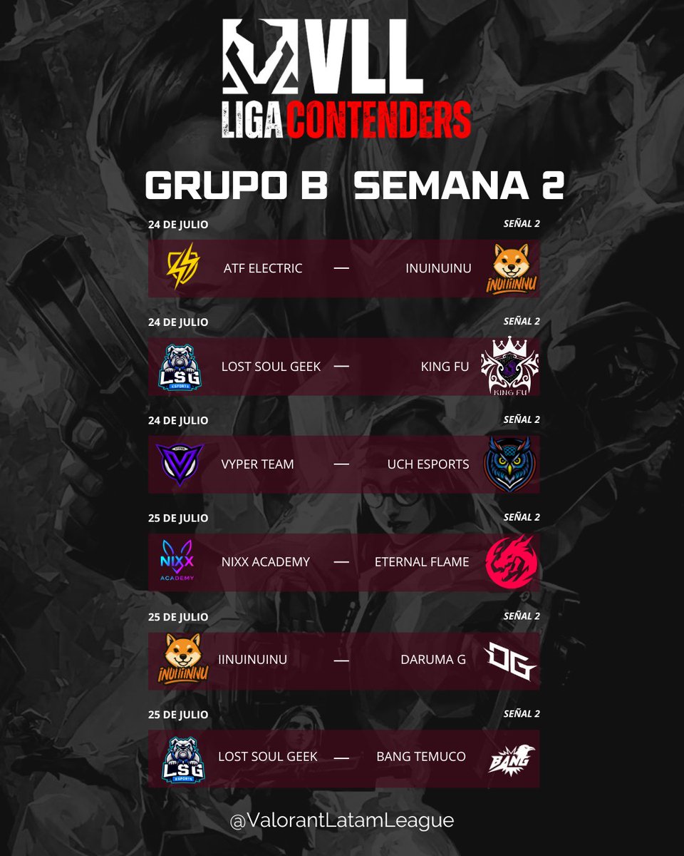 Próximos partidos en esta segunda semana!!