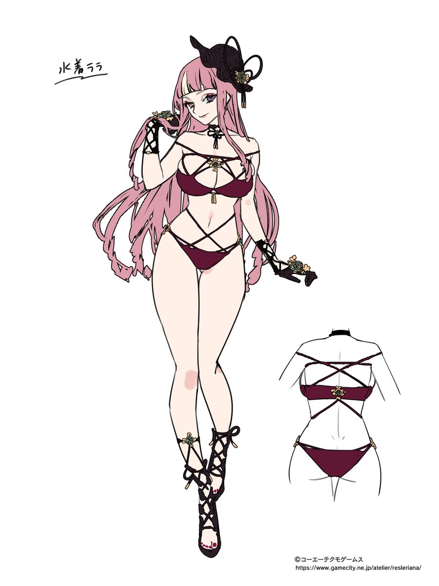 NOCO9999's tweet image. 水着ララが本日実装です!
デザイン原案はこんなかんじでした。ララらしく描けて我ながらお気に入り~🌹
#アトリエサマー2025
#レスレリ