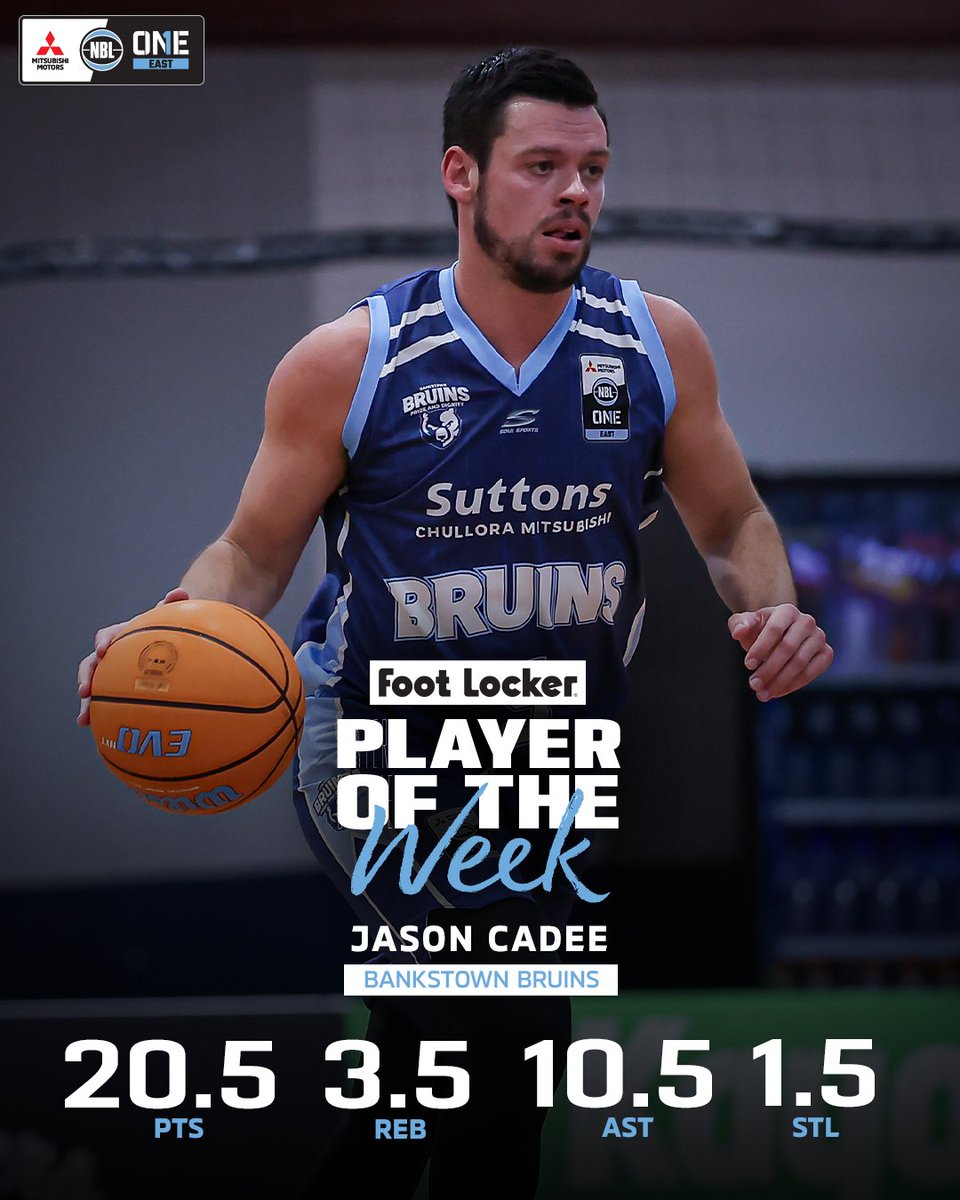 NBL1's tweet image. Jason Cadee is the NBL1 East Player of the Week! π
With two solid performances, including an impressive double-double against Central Coast, the Bankstown Bruins star will take home a $200 Foot Locker voucher ποΈ