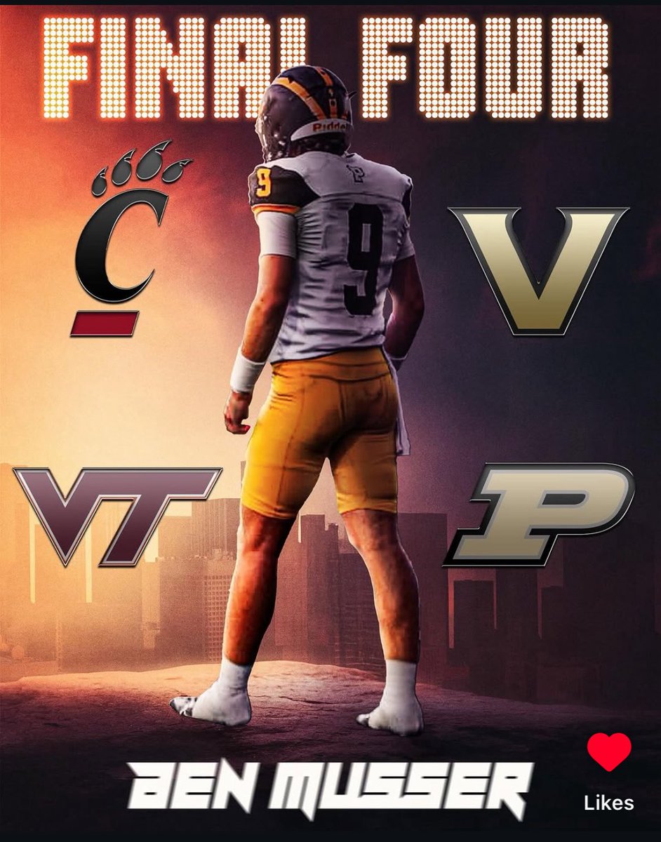 Per 4 🌟 QB Ben Musser’s IG the #Bearcats #Purdue #Vanderbilt and #VirginiaTech are in his Final Four … the class of ‘27 member will commit on July 31st