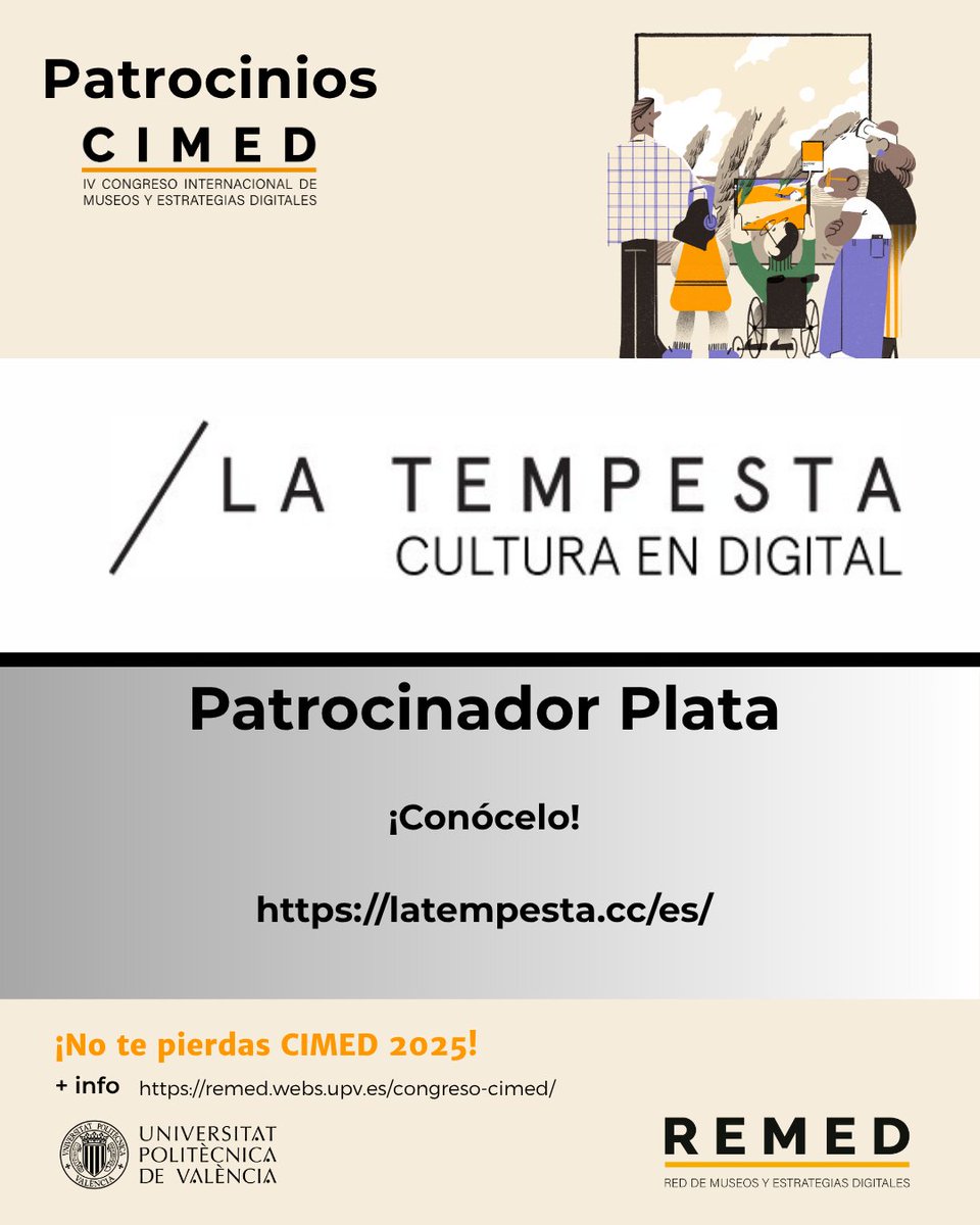 REMED (@remed_20) on Twitter photo 🎨⚡ La Tempesta, creatividad al servicio de la cultura, se suma a CIMED 2025 como Patrocinador Plata.
Desde REMED celebramos contar con el apoyo de La Tempesta, un estudio que transforma ideas en proyectos culturales innovadores.
bit.ly/CIMED25_inscri…
<a href="/latempestacc/">La Tempesta</a> 🎨⚡ La Tempesta, creatividad al servicio de la cultura, se suma a CIMED 2025 como Patrocinador Plata.
Desde REMED celebramos contar con el apoyo de La Tempesta, un estudio que transforma ideas en proyectos culturales innovadores.
bit.ly/CIMED25_inscri…
<a href="/latempestacc/">La Tempesta</a>