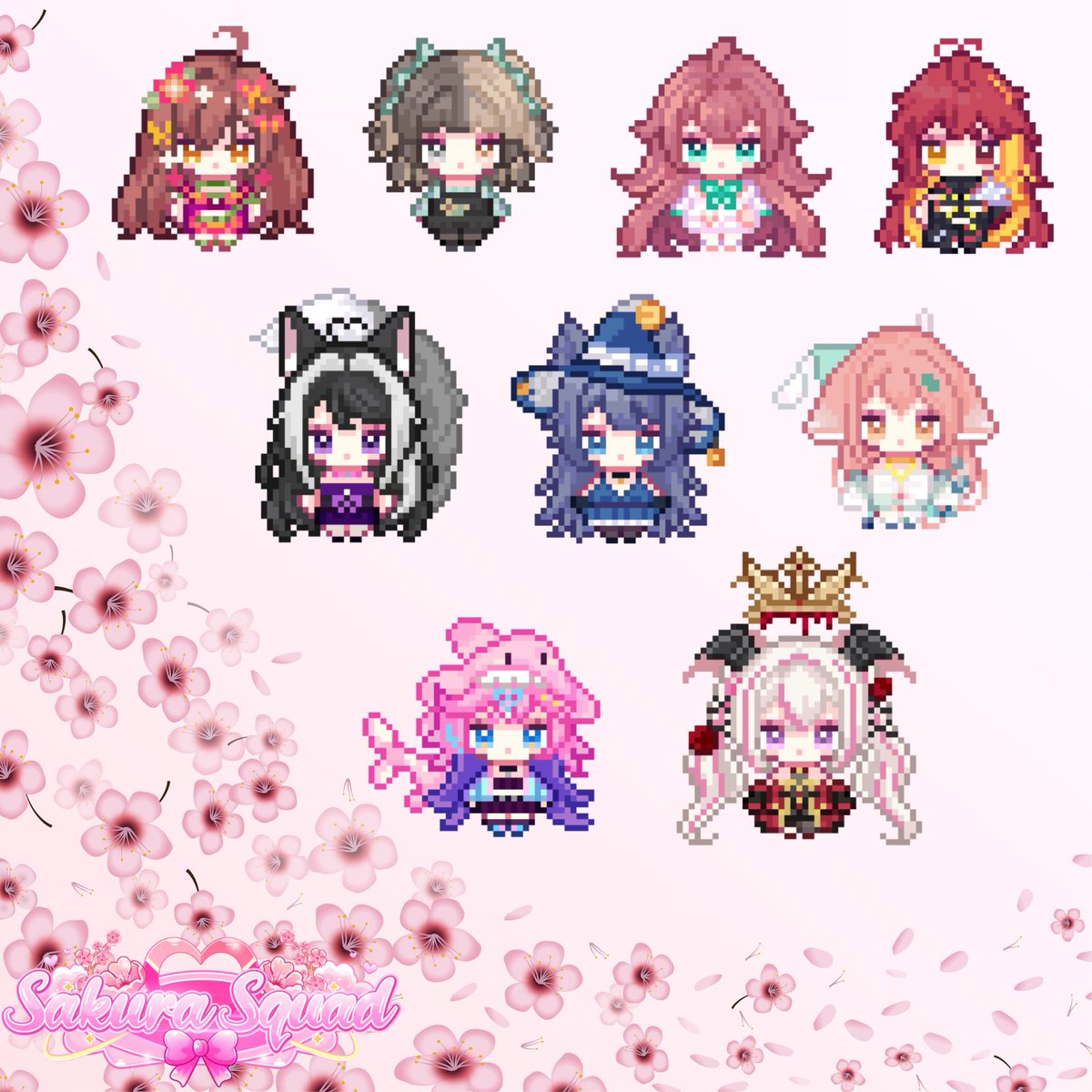 thesakurasquad's tweet image. Our V1 and V2 Sakura Sprites~! 🩷
Who is your favorite pixel buddy? 🌸
Art by the amazing Yuki Summer! 💖