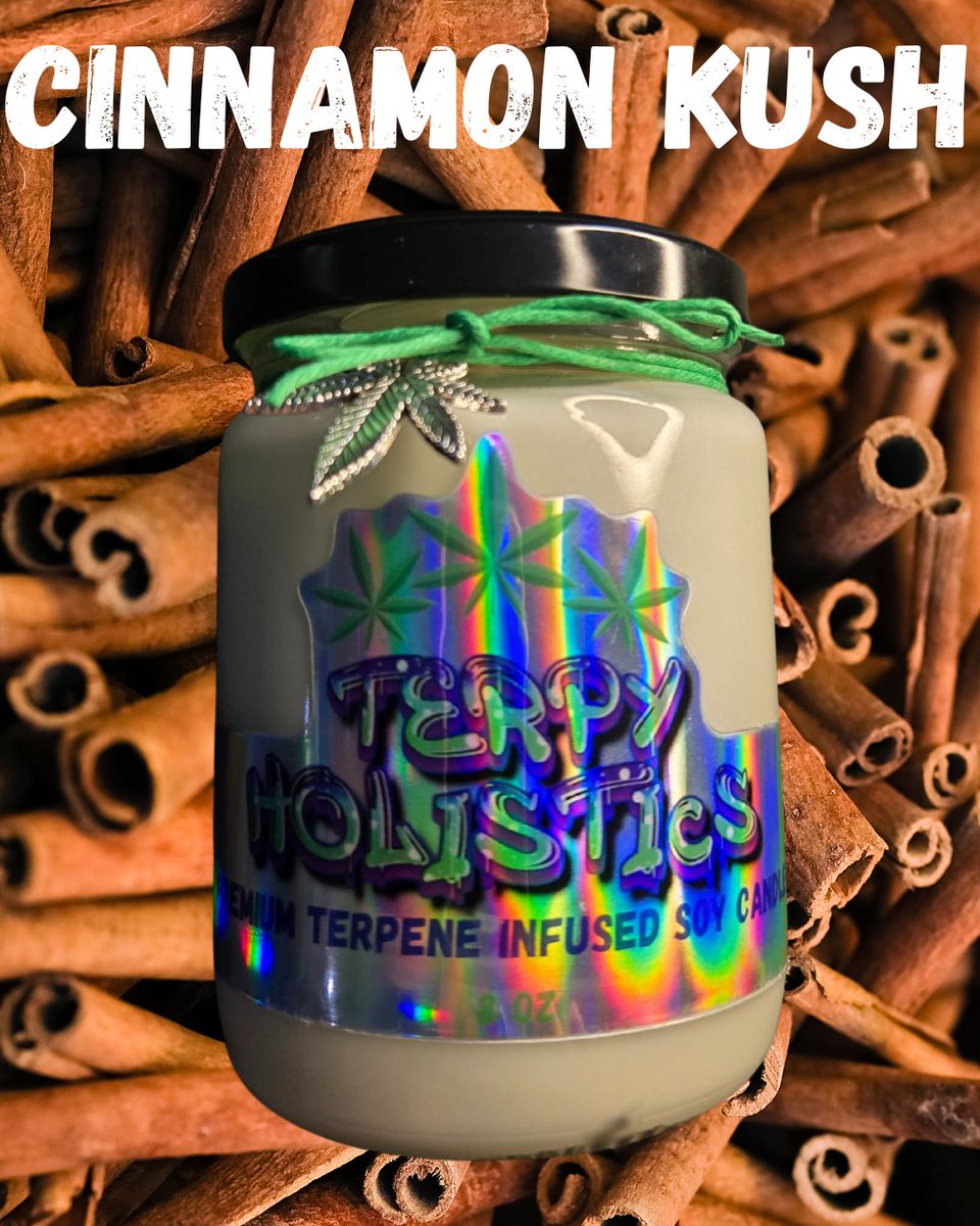 Terpyholistics's tweet photo. Cinnamon Kush Premium Terpene Infused Soy Candle! Elevate your high! 
💚🌱🌲🚜💚🔥🗽💨💚 https://t.co/VTWUKS6Yu3