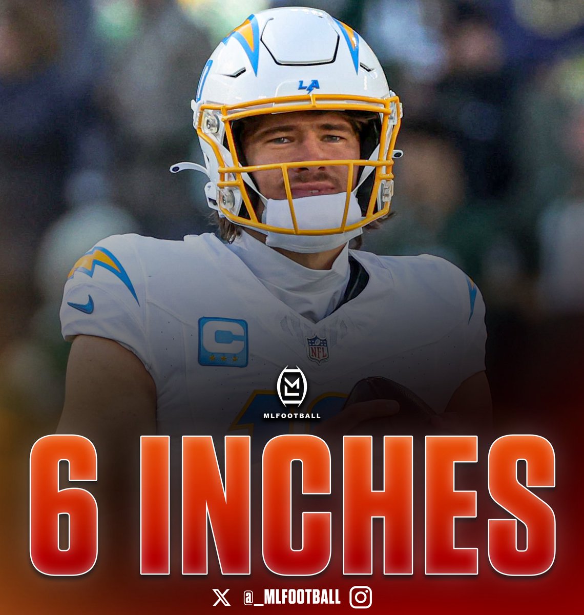 _MLFootball's tweet image. TRENDING: Los Angeles #Chargers star quarterback Justin Herbert has grown SIX INCHES since playing football in high school.
High School Official Height: 6-feet
Herbert's official #NFL Height: 6-foot-6
Pretty crazy 🤯🤯🤯
