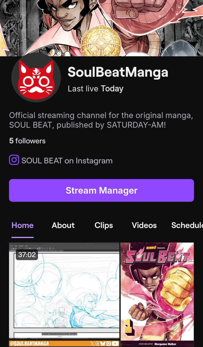 Ya probably didn't know this but I have a Twitch stream channel and I'm finally putting it to regular use! If I'm gonna be drawing anyway, might as well show the world EXACTLY how slow you can be at making manga 🙃 lol

Feel free to follow and tune in!
#manga #twitch #streaming