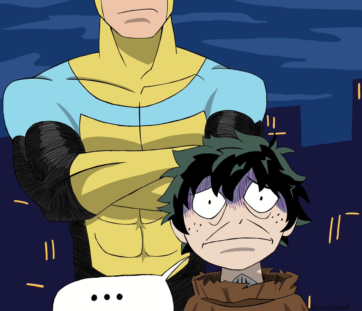 BurnAlchemist's tweet image. Seems someone heard Deku talking shit about Street-Level characters…
#DEATHBATTLE #Invincible #MyHeroAcadamia #invinciblefanart #mhafanart