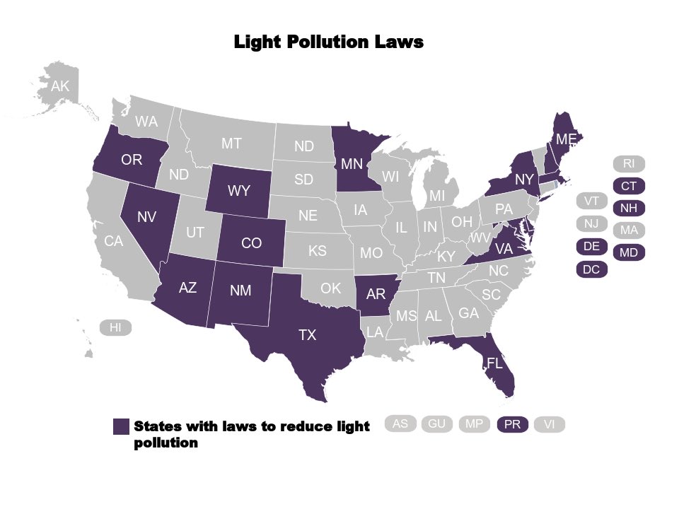 astro_jaz's tweet image. a map that everyone should see.
the states that have laws in place to reduce light pollution.