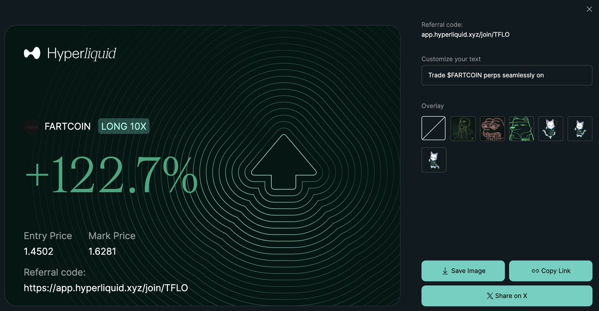 tflo__'s tweet image. hey @HyperliquidX can you integrate an 'upload image' button on this overlay option? i'd like to put my opps' pfps on my screenshots. thanks in advance!
