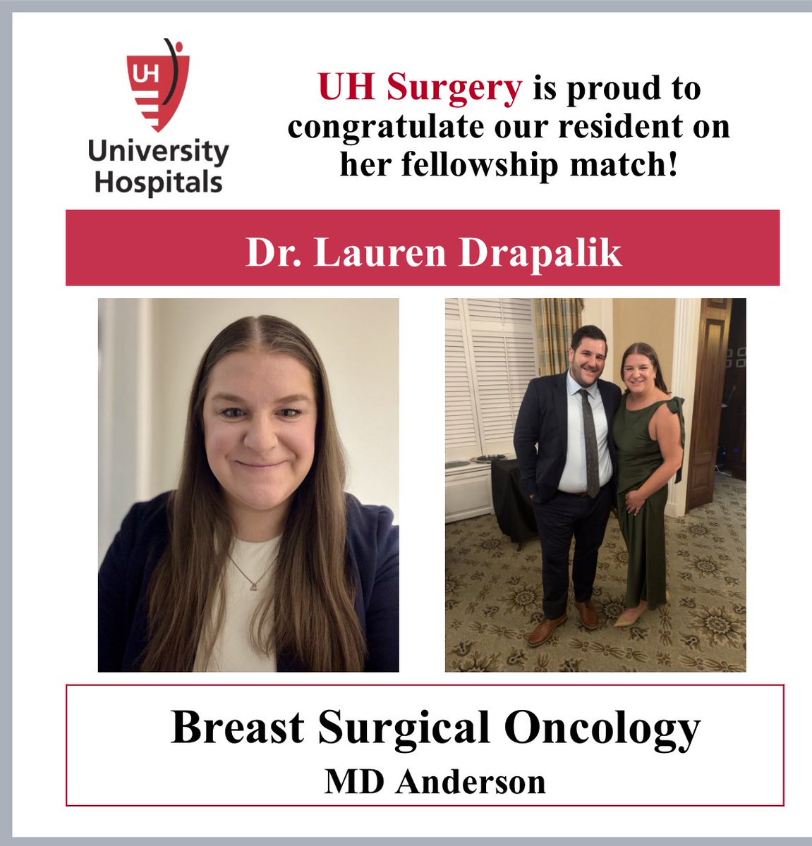 UH Surgery Residents (@uhsurgeryres) on Twitter photo Big congratulations are in order for chief resident <a href="/LDrapalik/">Lauren Drapalik, MD</a> who matched at MD Anderson for Breast Surgical Oncology Fellowship! We know you will do amazing things! Big congratulations are in order for chief resident <a href="/LDrapalik/">Lauren Drapalik, MD</a> who matched at MD Anderson for Breast Surgical Oncology Fellowship! We know you will do amazing things!