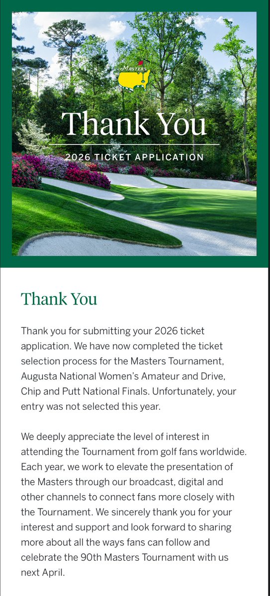 DaleRyman_WSAW's tweet image. I’ve never been rejected, and dejected, more in my life than what #TheMasters does to me every summer.