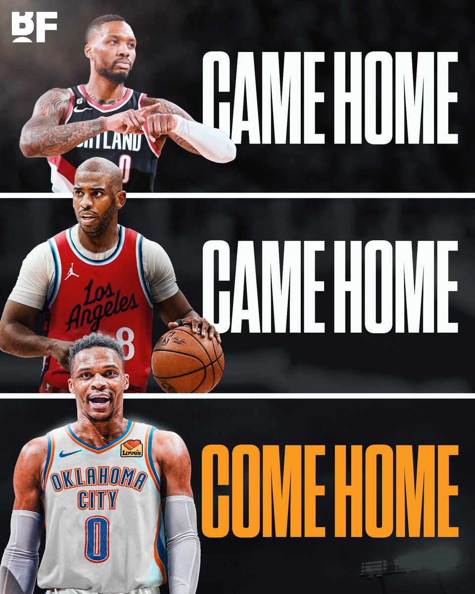 bballforever_'s tweet image. With Dame back in Portland and CP3 heading back to LA, it’s only right Russell Westbrook finishes his career in OKC 🤞