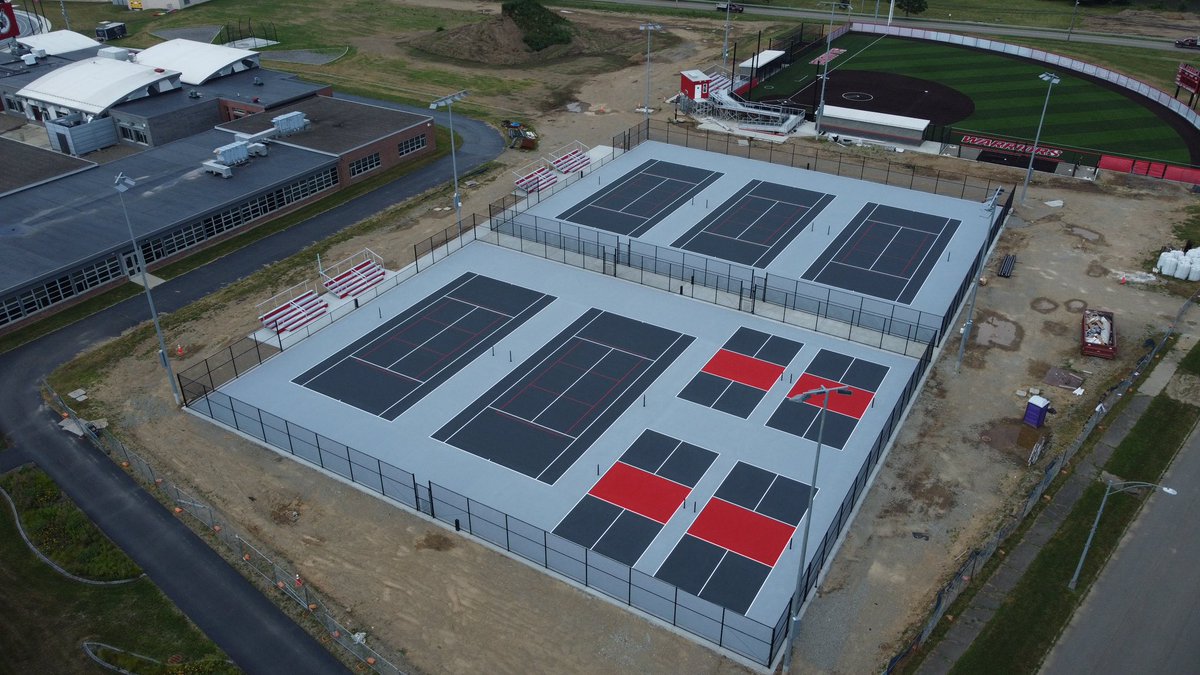 Check out the progress on the news Tennis and Pickleball Courts! Contractors have been working hard to get the facility ready for the fall season! 🎾 

#WarriorAthletics