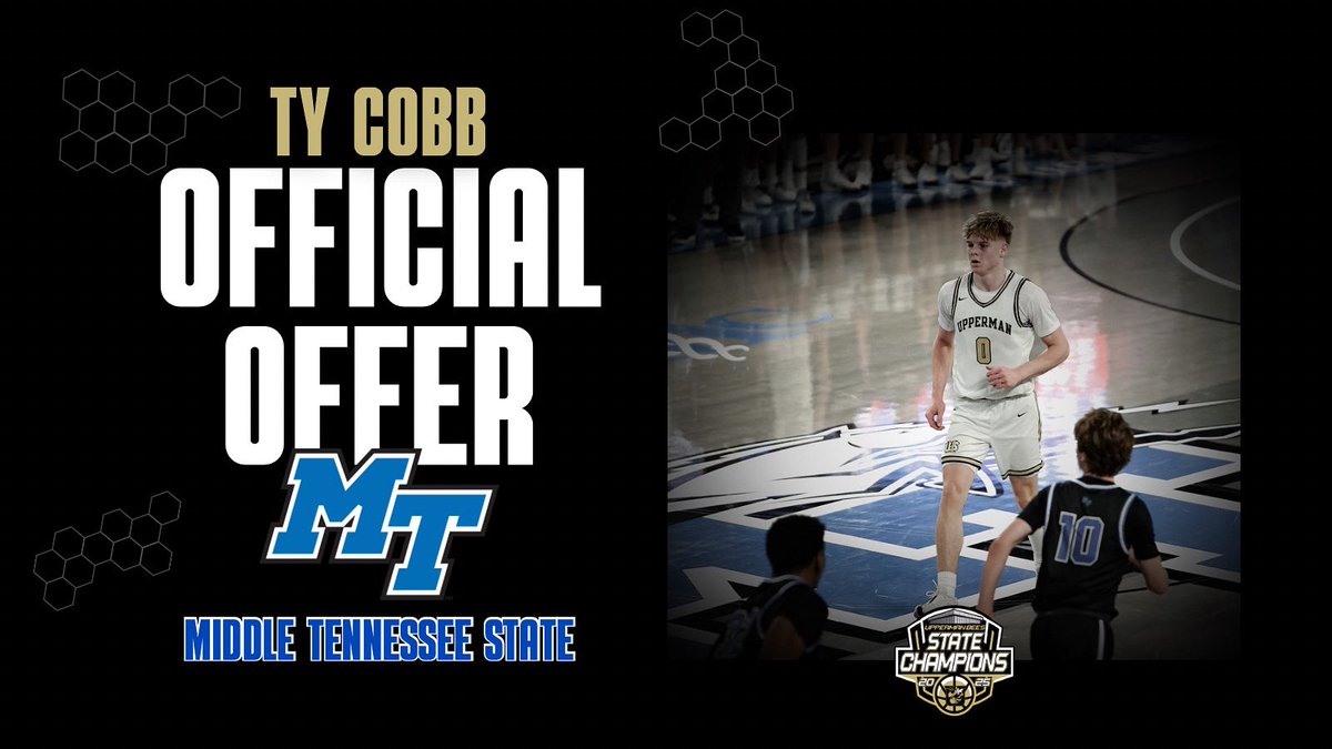 uppermanhoops's tweet image. Junior Ty Cobb picks up an offer from the Blue Raiders of MTSU! #GoldStateOfMind