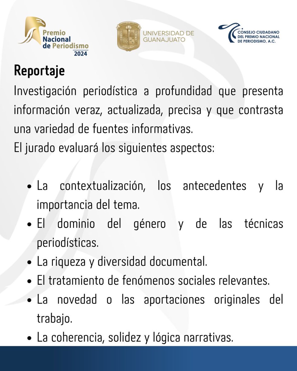 🚨 ¡Corre! Últimos días para postular al Premio Nacional de Periodismo 2024
📅 Cierra el 25 de julio
Tu trabajo será evaluado por su impacto, originalidad y rigor
🔗 Info: periodismo.org.mx/criterios.php
#PNP #Periodismo #México #Urgente