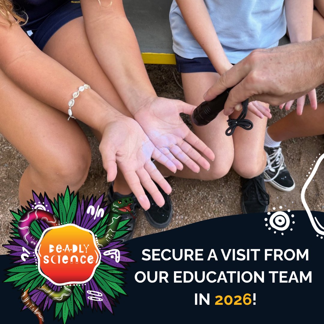 DeadlyScience's tweet image. 📣 Want a visit from our Deadly STEM in Schools team in 2026?
Bookings are OPEN for a hands-on, culturally relevant STEM learning experience for your learners

🔗Book here: ow.ly/vRvE50WkPtf
📧 bookings@deadlyscience.org.au

#DeadlyScience #STEMinSchools #DeadlySTEM