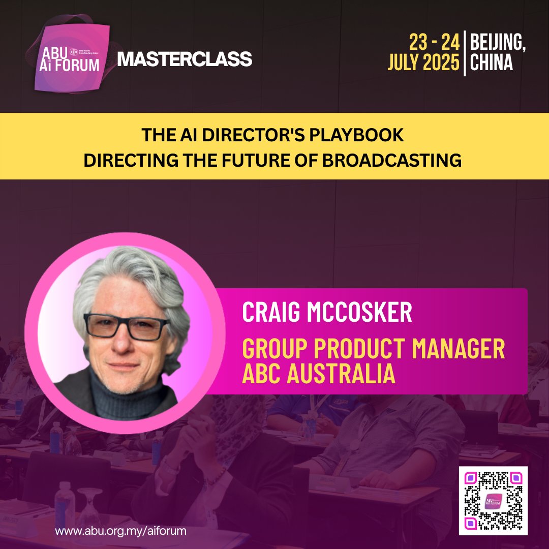 As generative AI transforms content creation and audience discovery, this hands-on masterclass empowers you to move beyond basic prompting and become an AI Director—guiding AI with creativity, precision, creativity, and editorial judgement.

Don’t miss out!

#ABUAiForum2025 #ABU