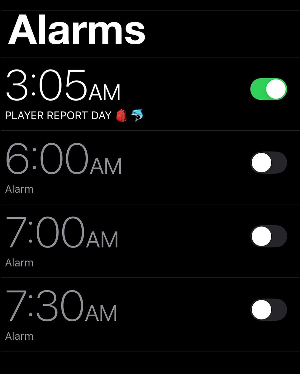 MiamiDolphins's tweet image. can’t sleep, the guys report for training camp tomorrow ⏰
