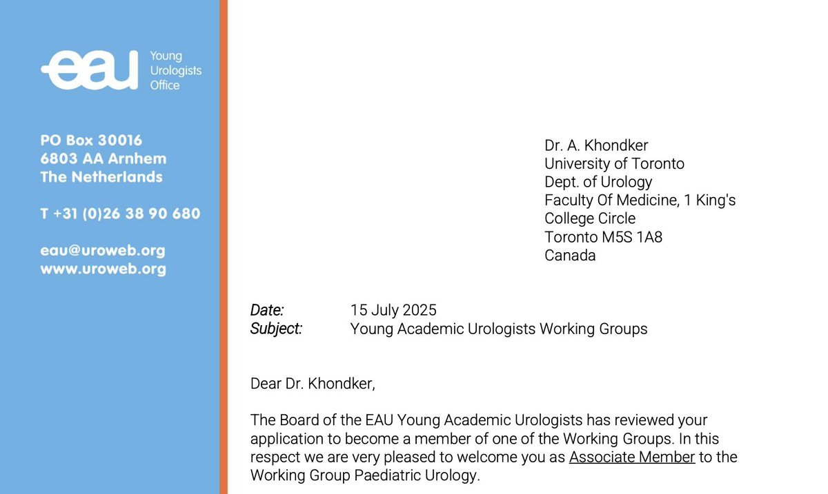 Adree Khondker (@adreekhondker) on Twitter photo Honoured to join <a href="/EAU_YAUPedsUrol/">EAU_YAUPaedsUrol</a> as an Associate Member! Excited to collaborate with talented urologists across EU/Canada and very grateful to the working group for their trust. 🇪🇺🇨🇦 <a href="/UofTUrology/">Univ of Toronto Urology</a> Honoured to join <a href="/EAU_YAUPedsUrol/">EAU_YAUPaedsUrol</a> as an Associate Member! Excited to collaborate with talented urologists across EU/Canada and very grateful to the working group for their trust. 🇪🇺🇨🇦 <a href="/UofTUrology/">Univ of Toronto Urology</a>