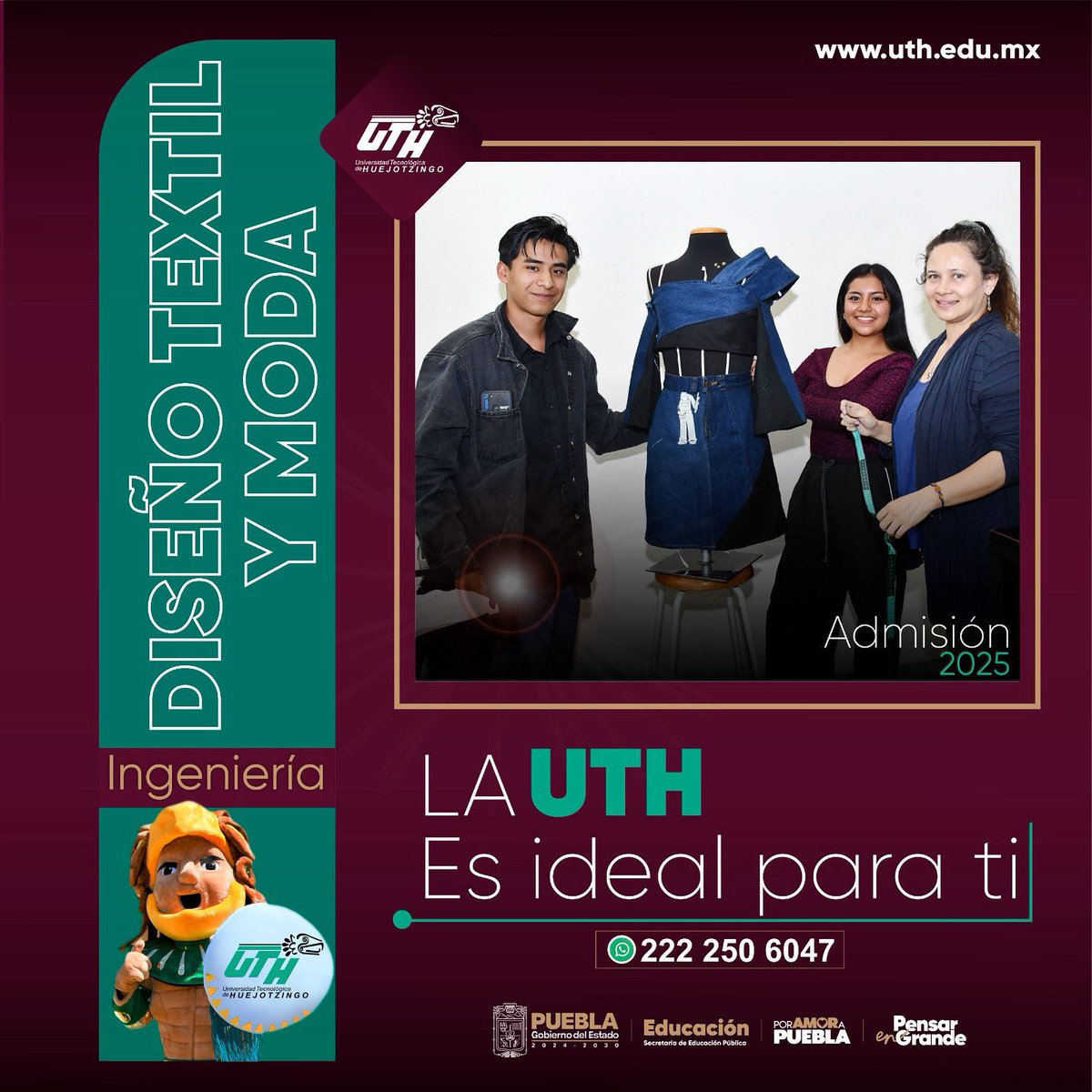 uthuejotzingo's tweet image. 🎨🧵 ¿Te apasiona el diseño, la moda y la creatividad?

¡Estudia Ingeniería en Diseño Textil y Moda en la UTH y transforma tus ideas en grandes creaciones! 👗✂️

📍 Admisión 2025 abierta.
📲 Más info: 222 250 6047

✨ La UTH es ideal para ti

#PiensaEnGrande #PorAmorAPuebla